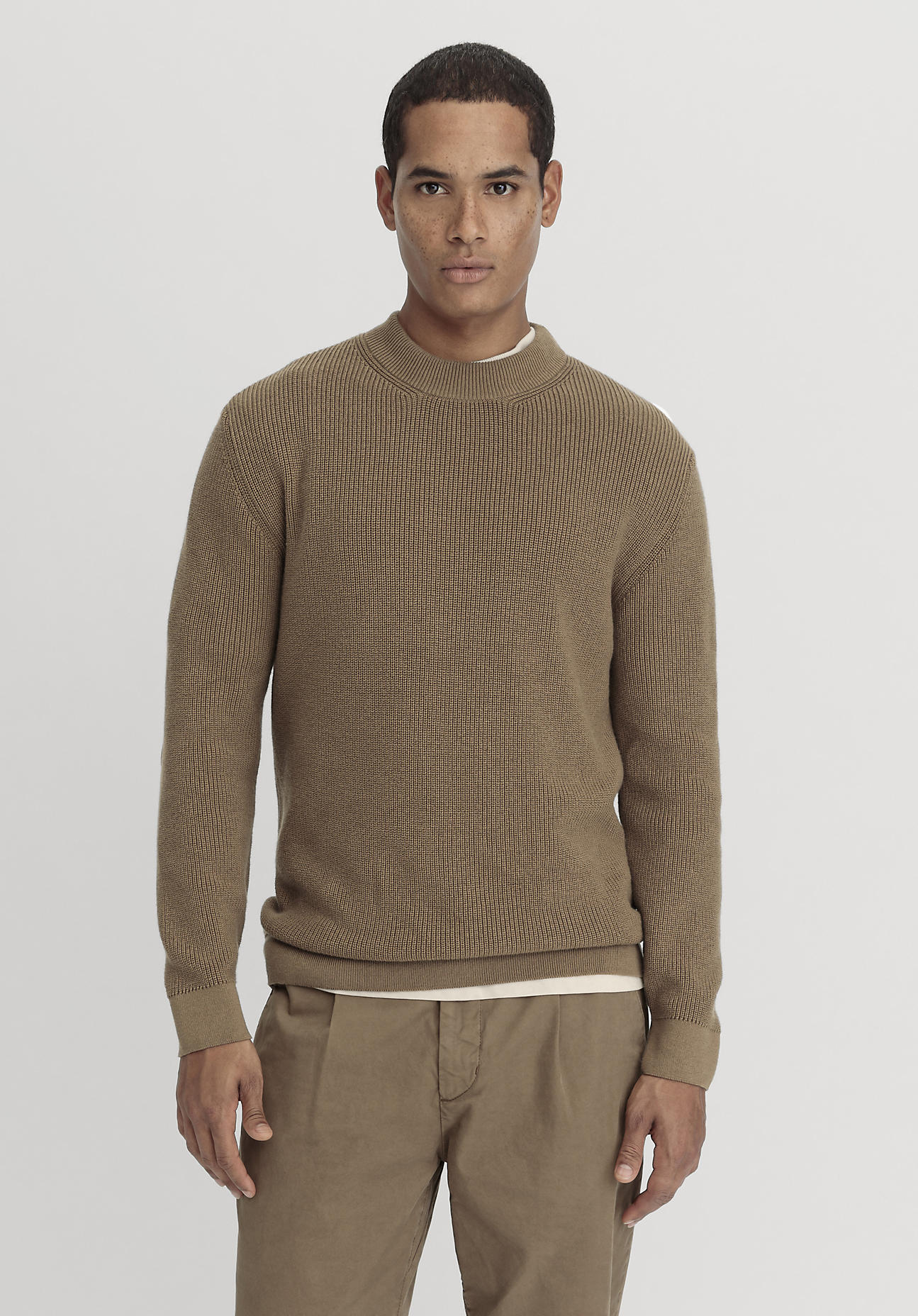 hessnatur Herren Pullover Regular aus Bio-Baumwolle mit Bio-Merinowolle - braun Größe 56