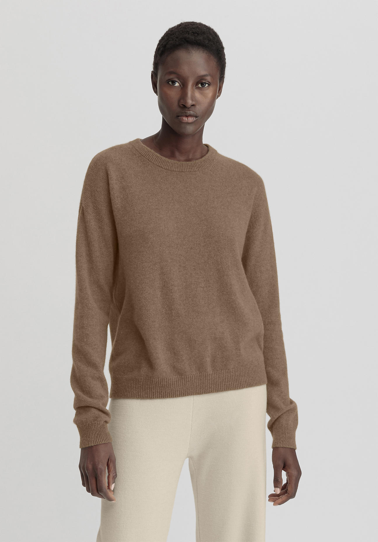 hessnatur Damen Pullover Regular aus Kaschmir - braun Größe 38