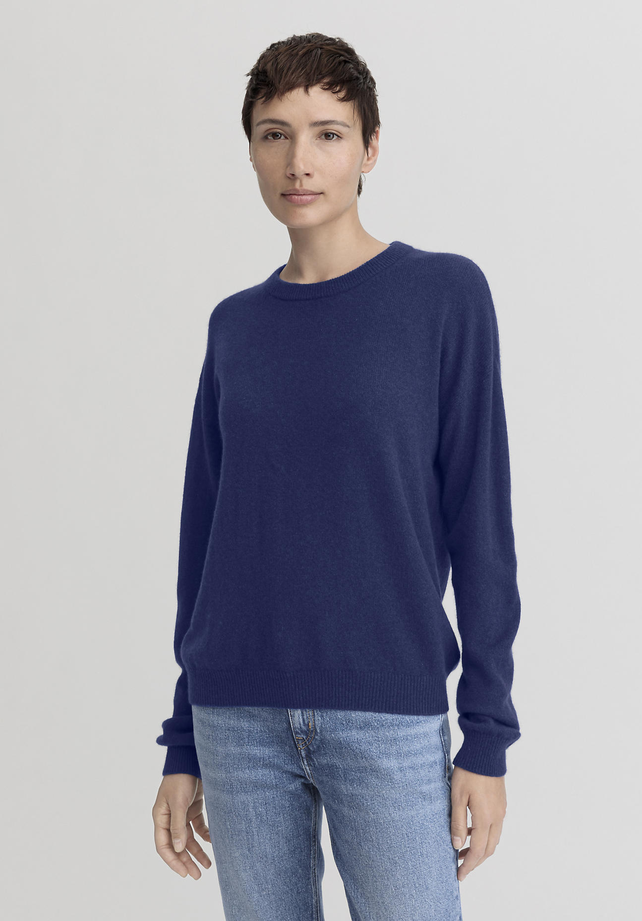 hessnatur Damen Pullover Regular aus Kaschmir - blau Größe 38