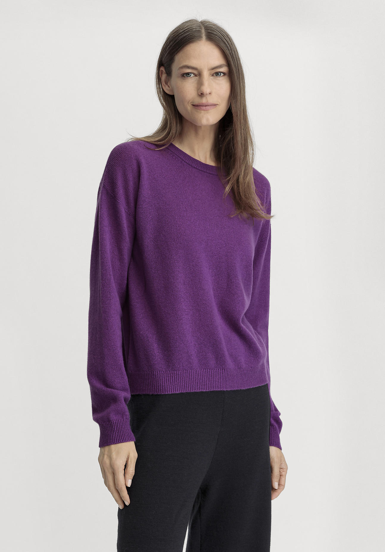 hessnatur Damen Pullover Regular aus Kaschmir - lila Größe 42