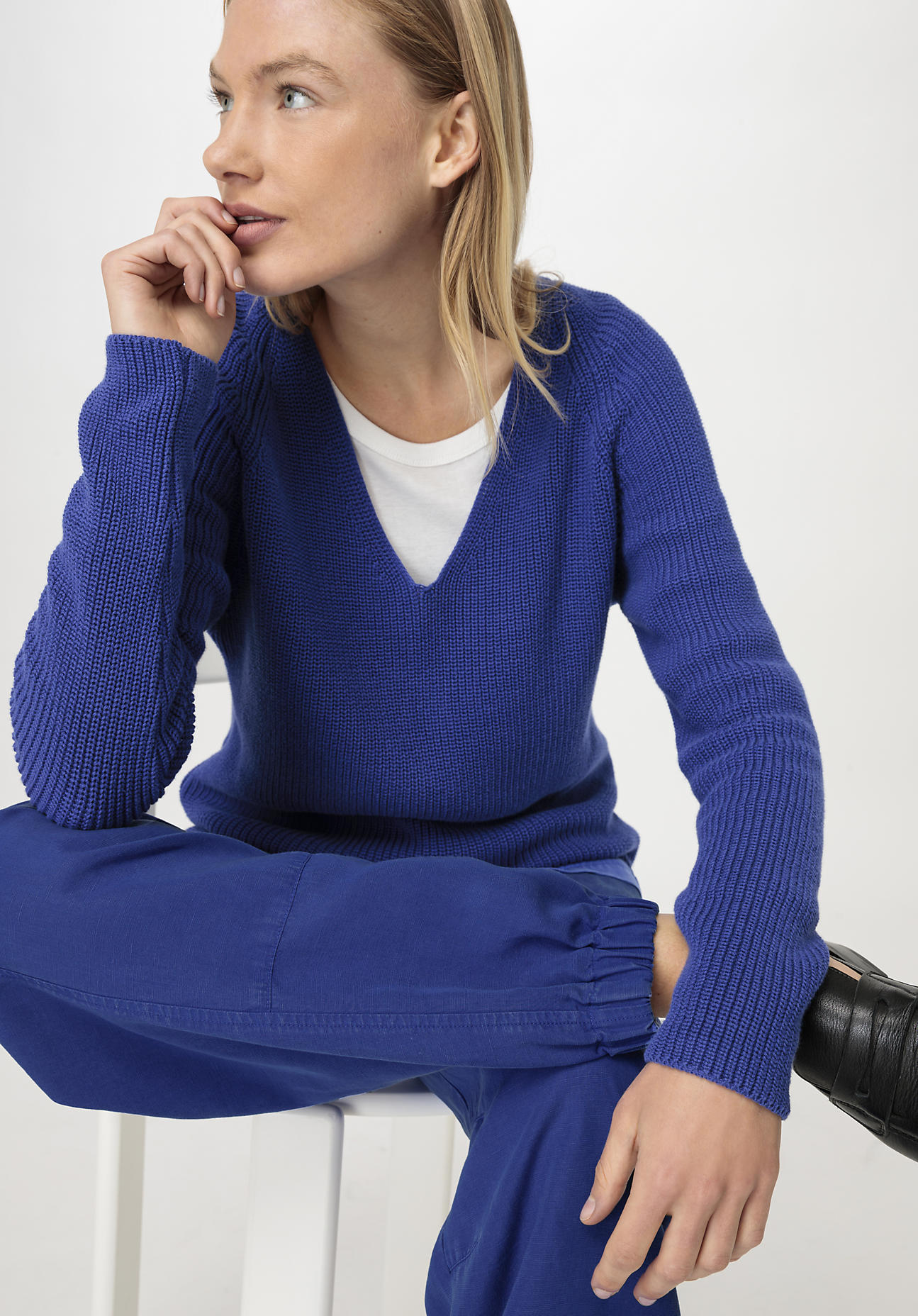 hessnatur Damen Pullover Regular aus Bio-Baumwolle - blau - Größe 40