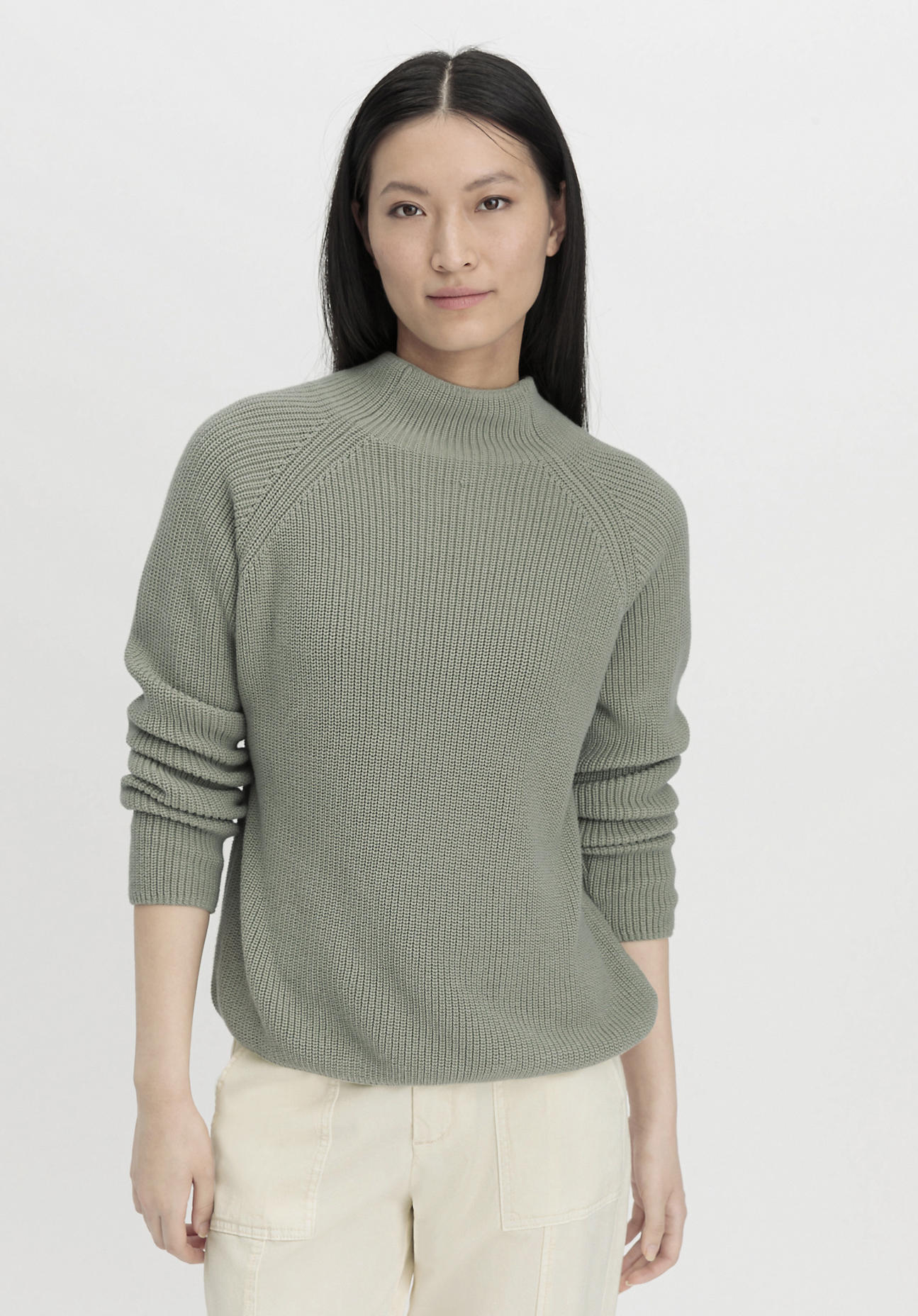 hessnatur Damen Pullover Regular aus Bio-Baumwolle - grün Größe L