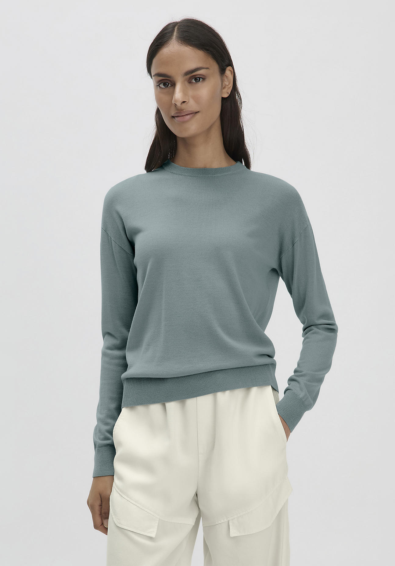 hessnatur Damen Pullover Regular aus Merinowolle - gelb Größe 36