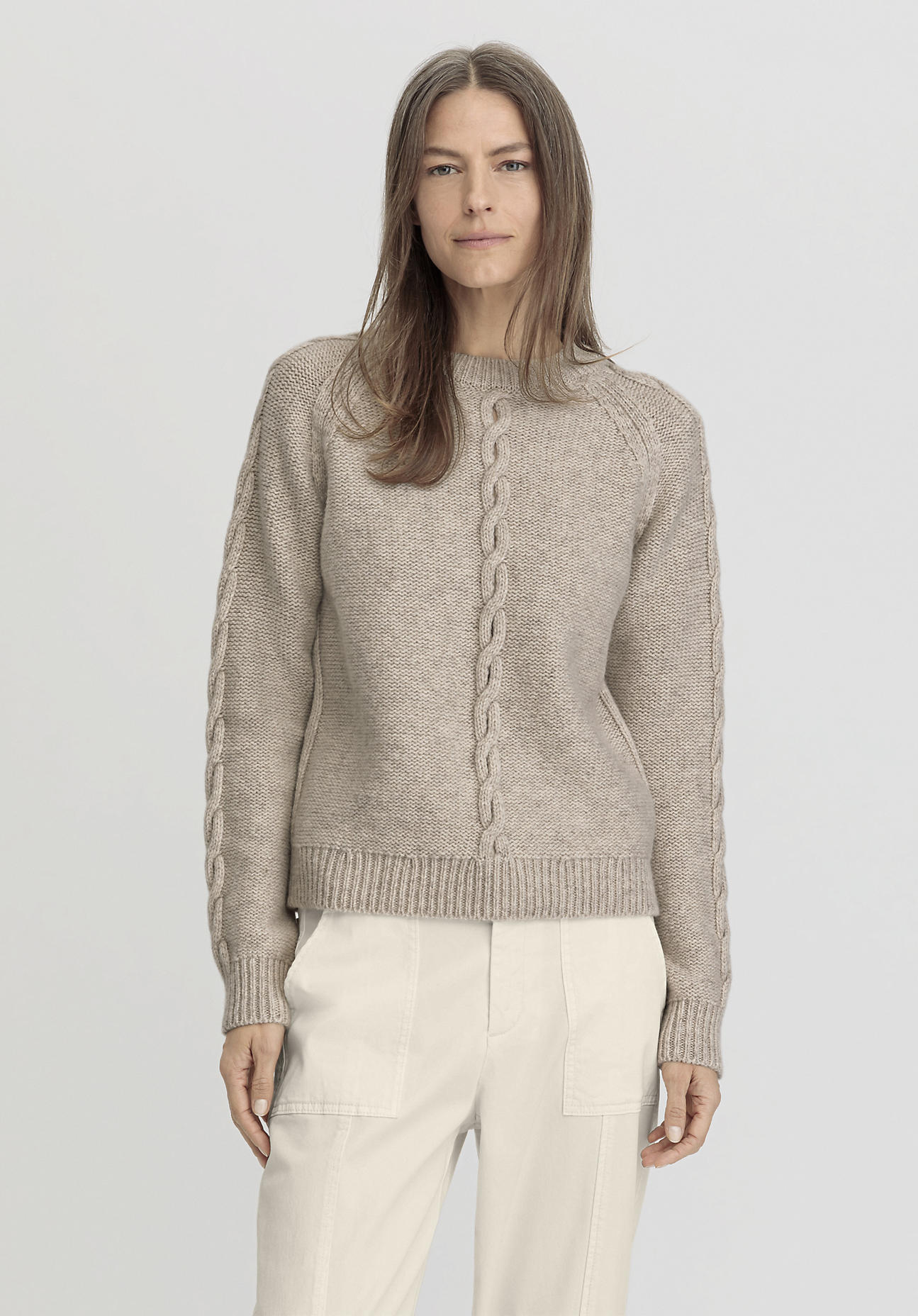 hessnatur Damen Pullover Relaxed - beige Größe S