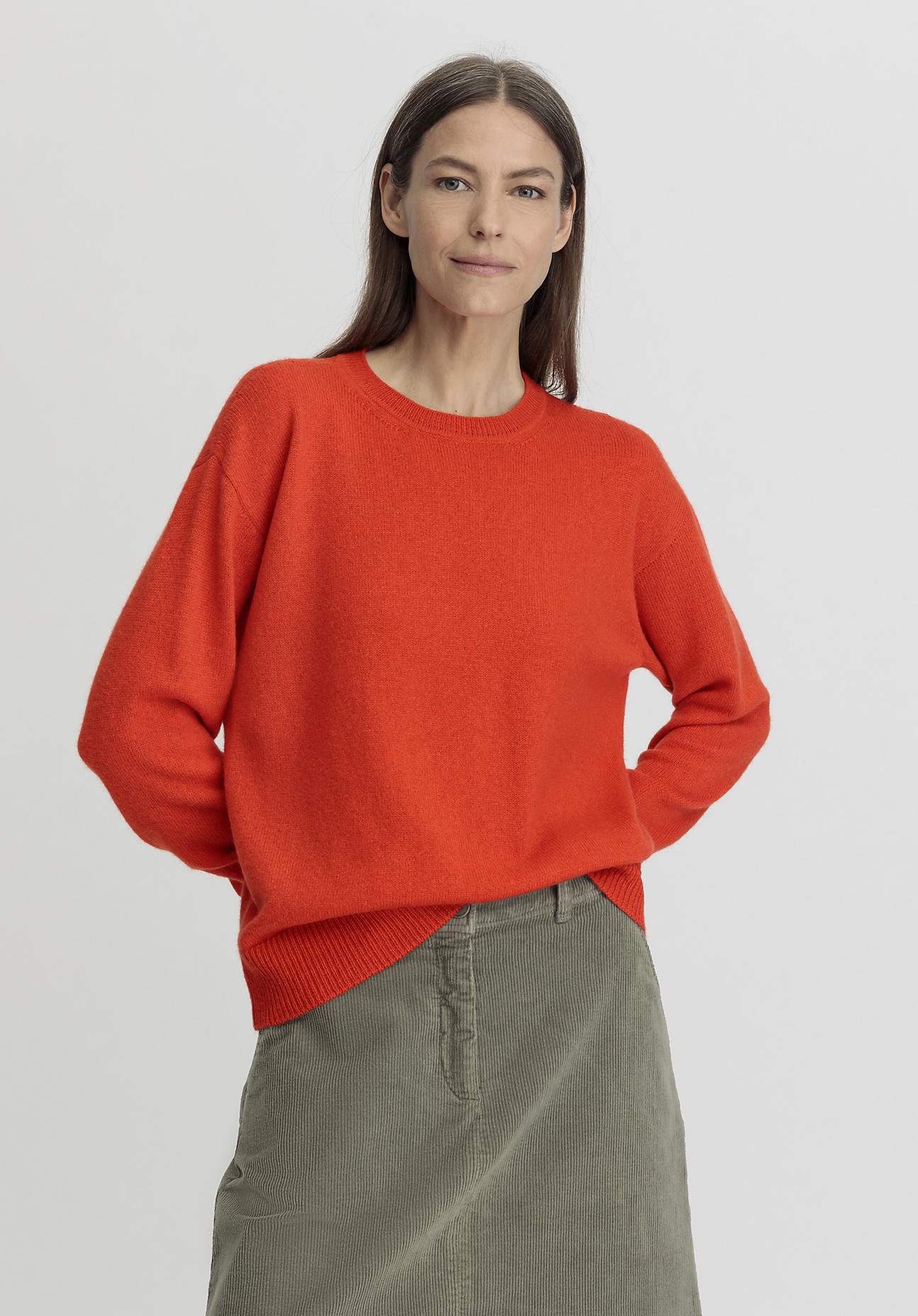 hessnatur Damen Pullover Relaxed aus Alpaka Wolle - rot Größe L