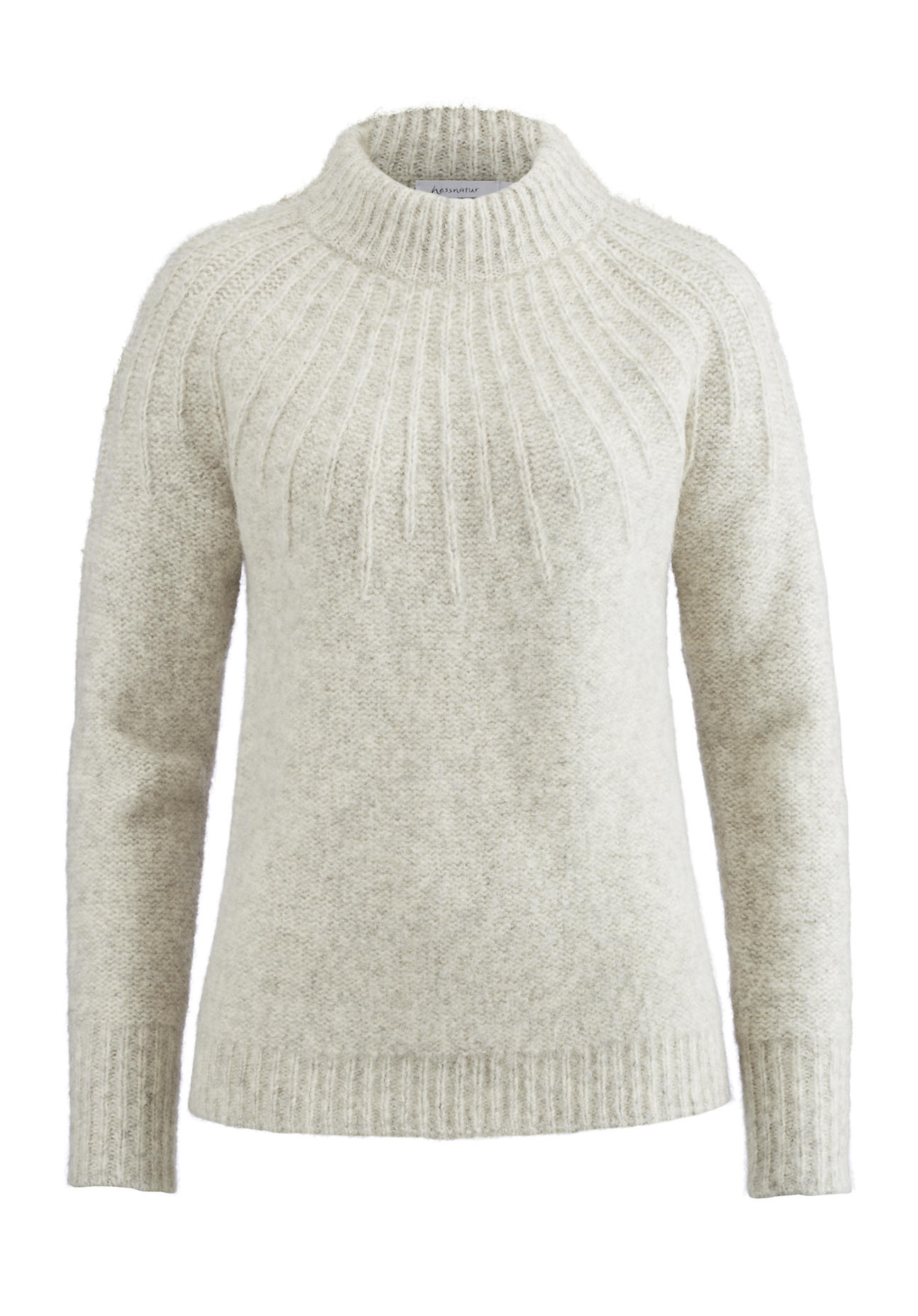 hessnatur Damen Pullover aus Alpaka mit Baumwolle – weiß – Größe 46