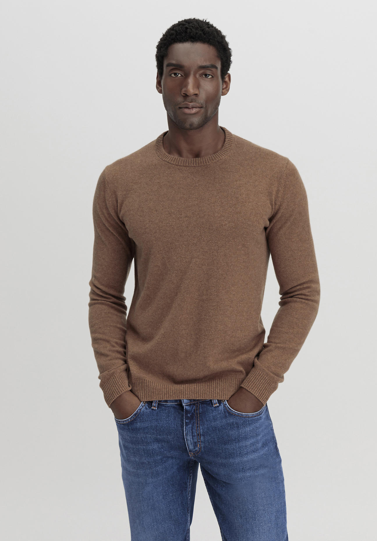 hessnatur Herren Pullover regular aus Kaschmir - braun Größe 50