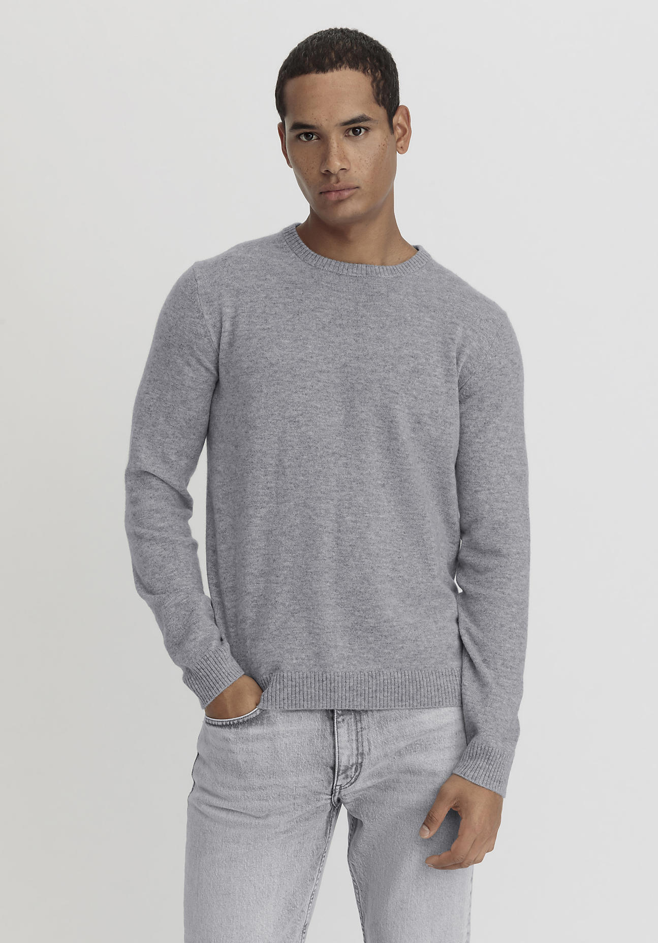 hessnatur Herren Pullover regular aus Kaschmir - grau Größe 46