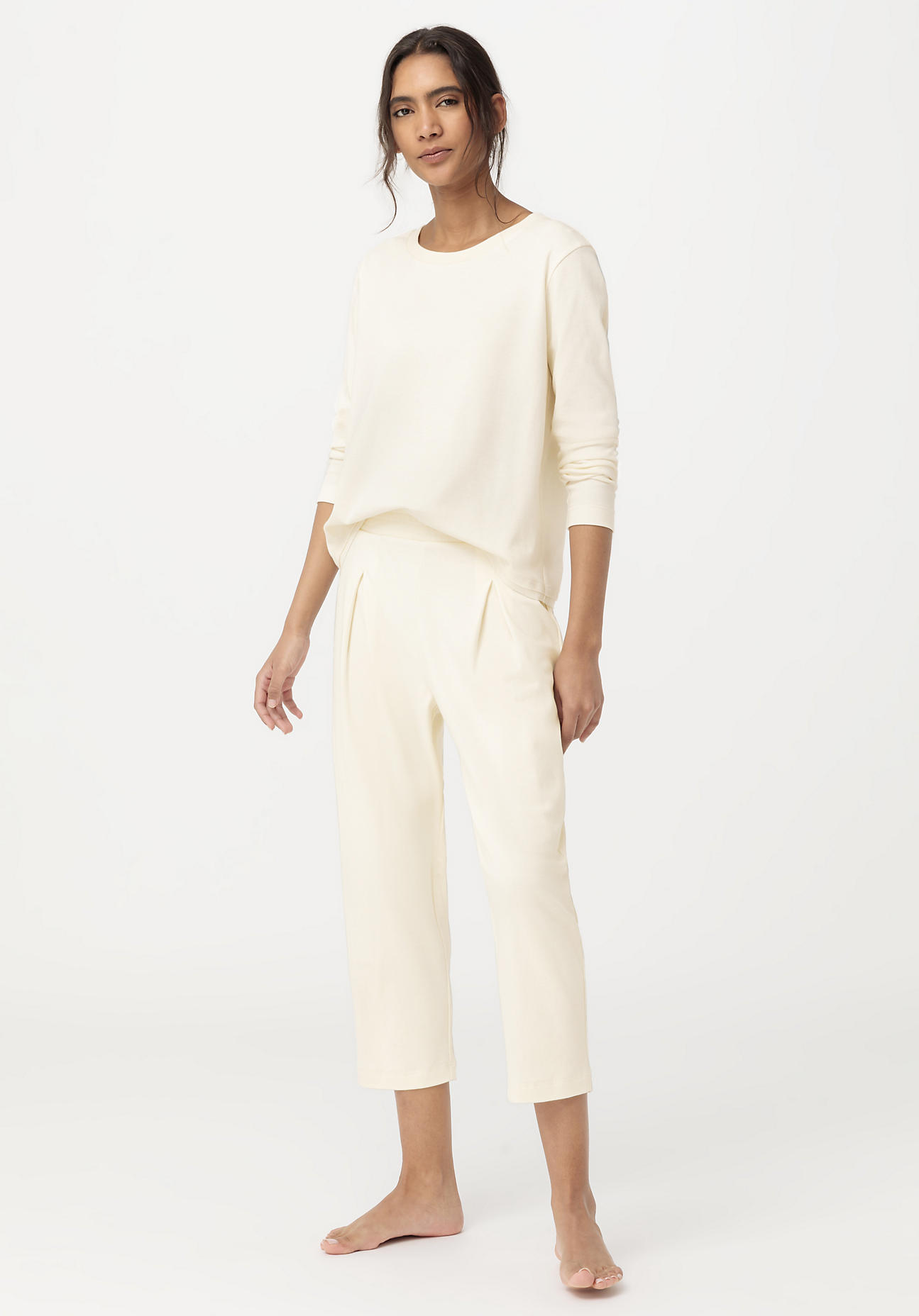 hessnatur Damen Pyjama Regular PURE NATURE aus Bio-Baumwolle - natur Größe 34