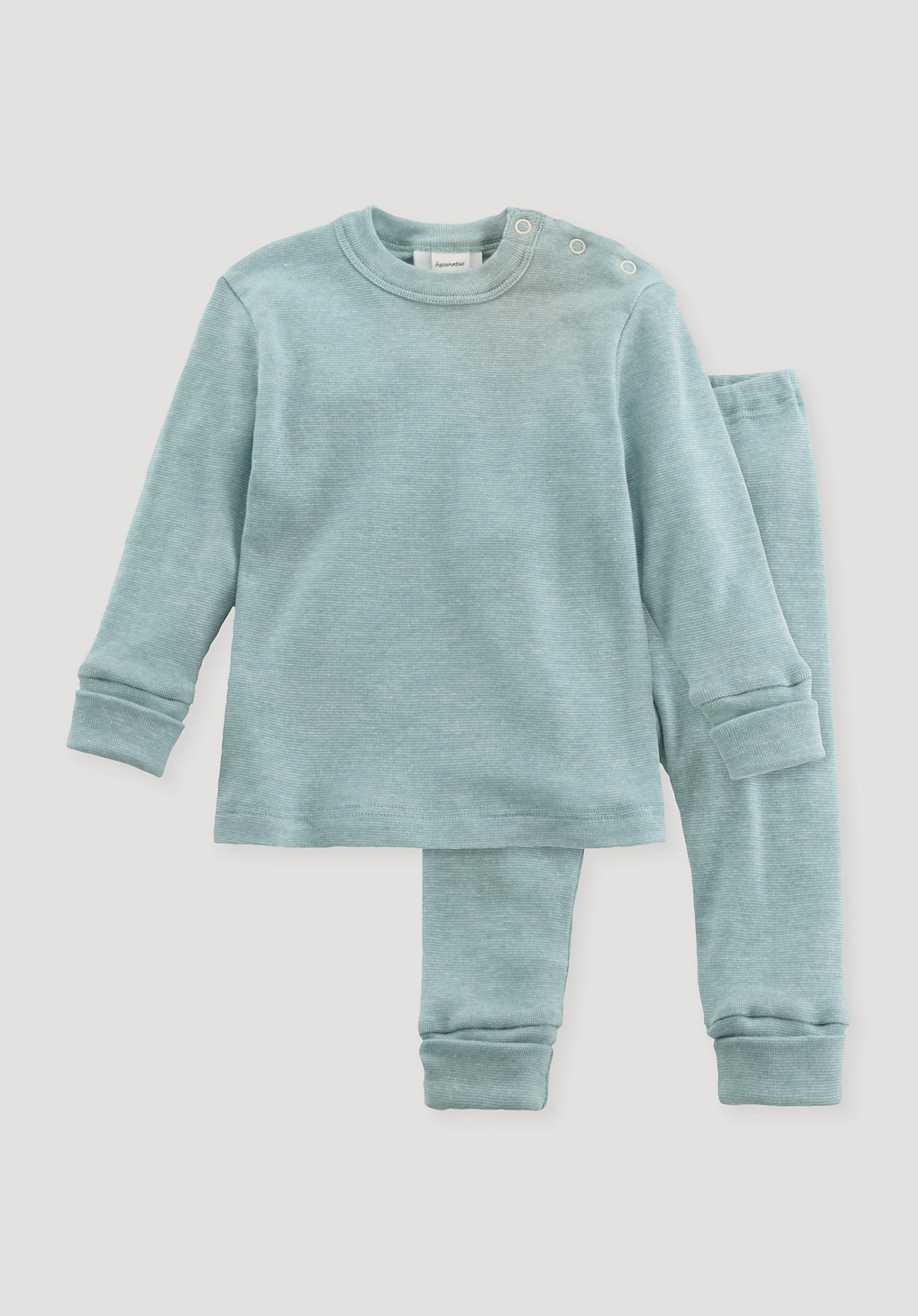 hessnatur Baby Pyjama Regular aus Bio-Baumwolle mit Merinowolle und Seide - grün Größe 86/92