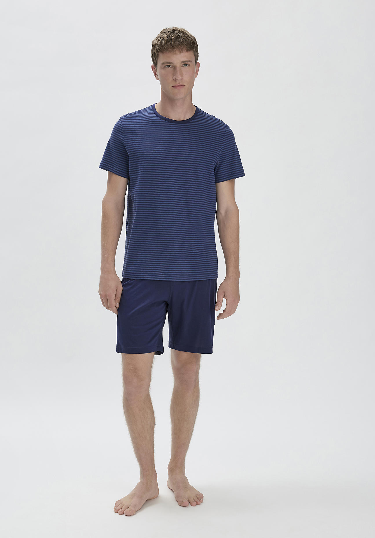 hessnatur Herren Pyjama Relaxed PURE COTTON aus Bio-Baumwolle - blau Größe 56