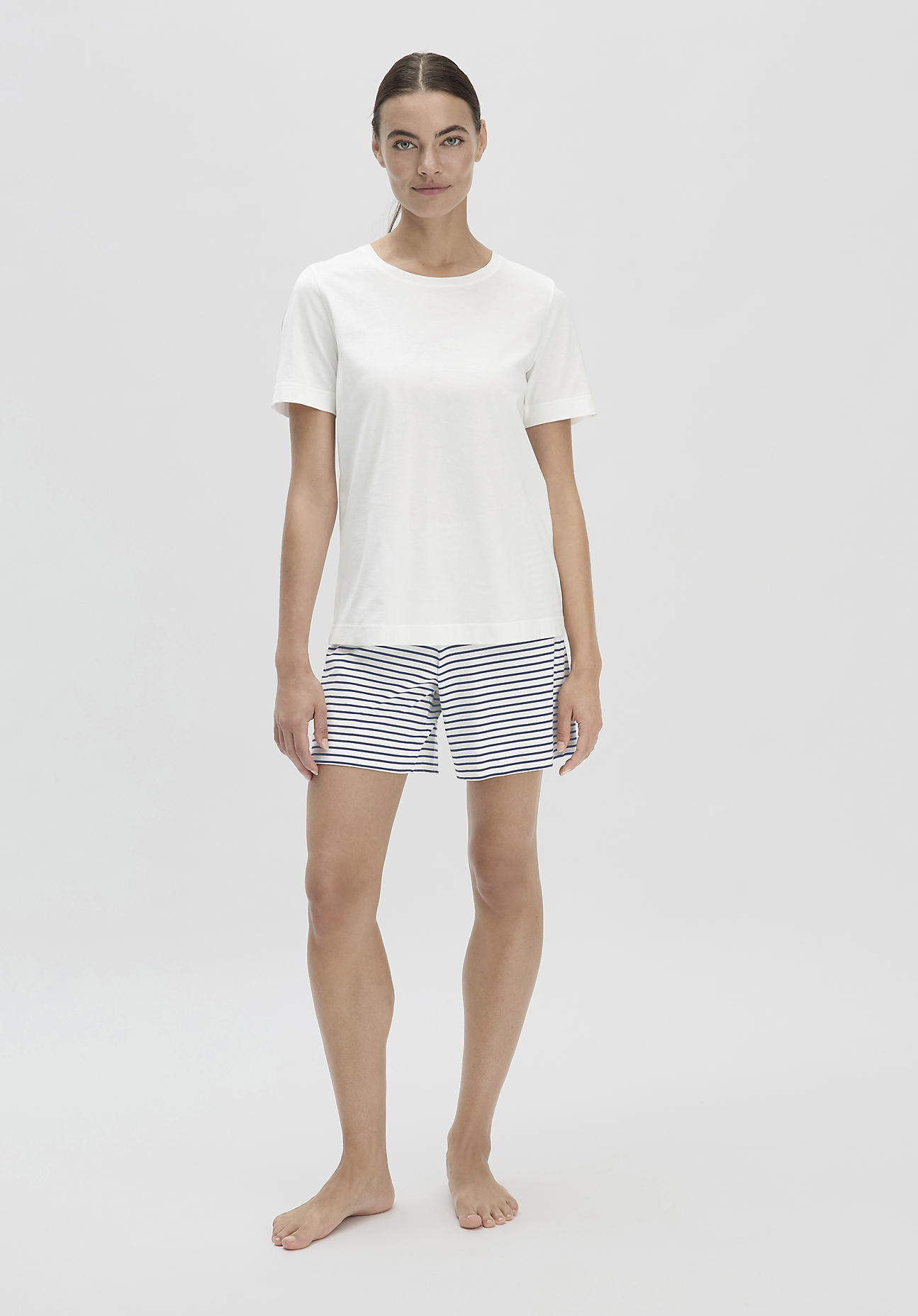 hessnatur Damen Pyjama Relaxed PURE COTTON aus Bio-Baumwolle - weiß Größe 42