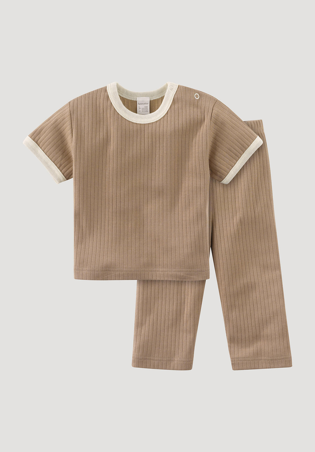 hessnatur Baby Pyjama aus Bio-Baumwolle - braun Größe 62/68
