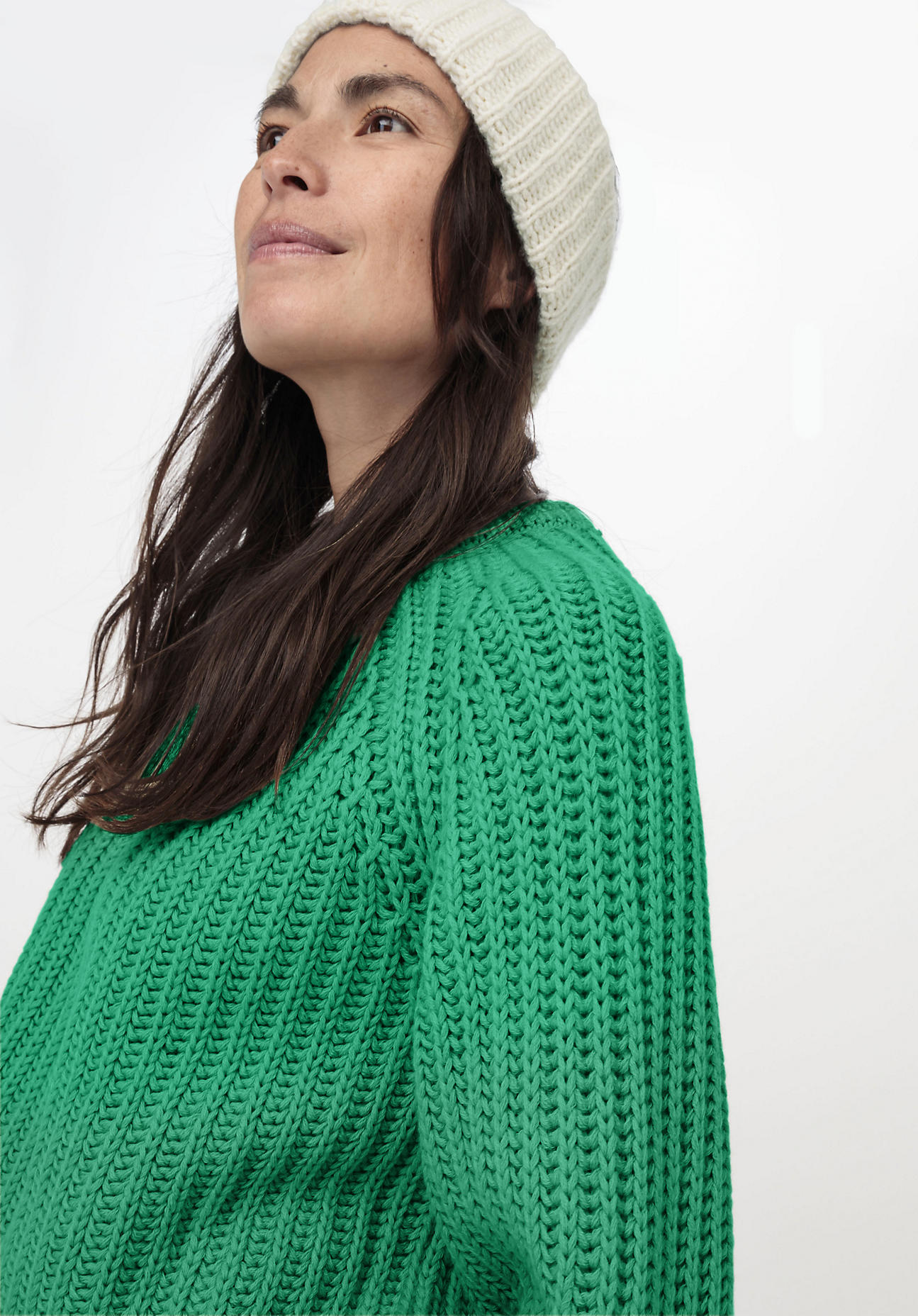 hessnatur Damen Raglan-Pullover aus Bio-Baumwolle und Bio-Merinowolle - grün - Größe M