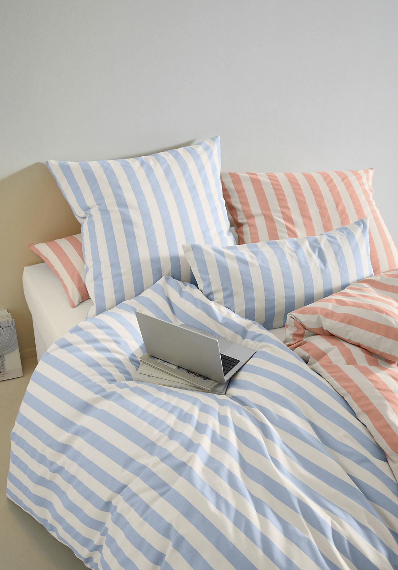 hessnatur Renforcé Bettwäsche-Set CANNES aus Bio-Baumwolle - blau Größe 155x220+80x80 cm