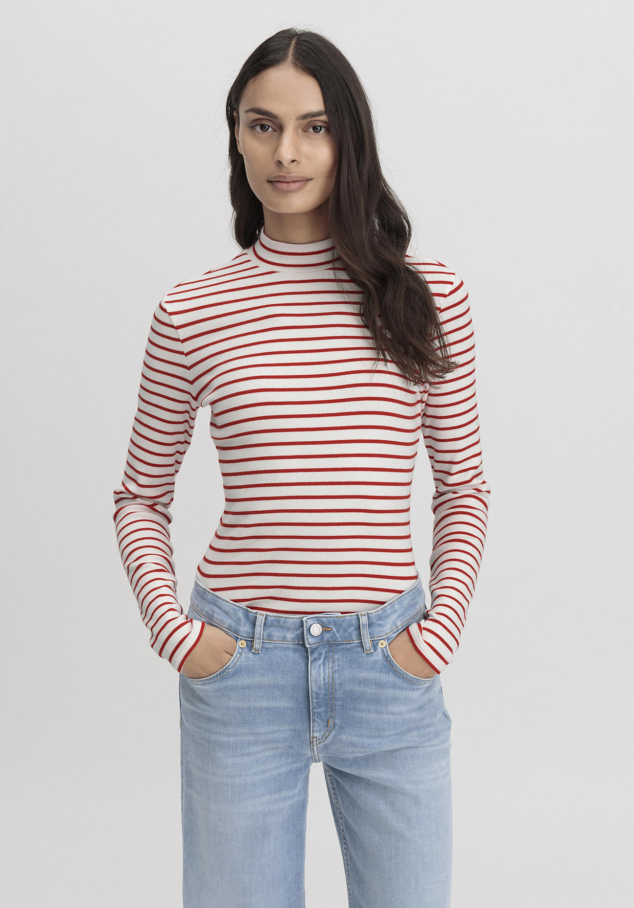 hessnatur Damen Rib Shirt Slim aus Bio-Baumwolle - rot Größe 36