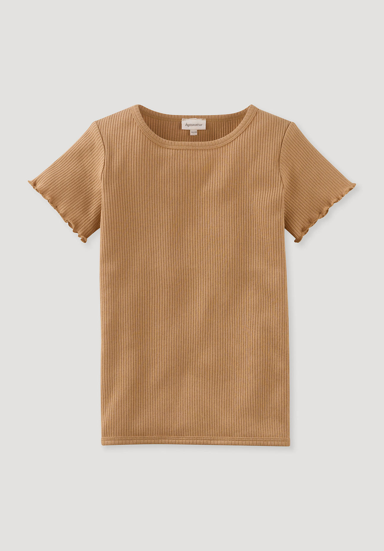 hessnatur Kinder Ripp-Shirt aus Bio-Baumwolle mit Bio-Merinowolle - orange Größe 134/140