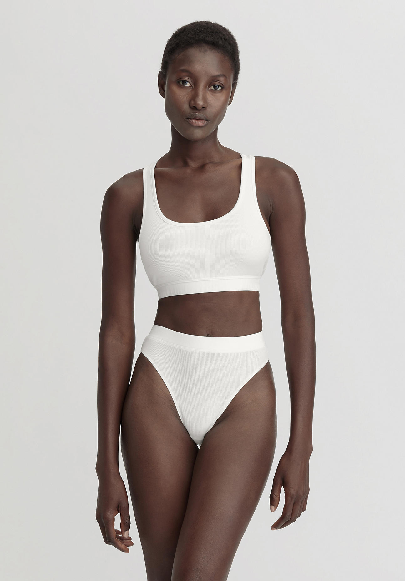 hessnatur Damen Ripp-Taillenslip High Waist SOFT RIB aus Bio-Baumwolle - weiß Größe 48