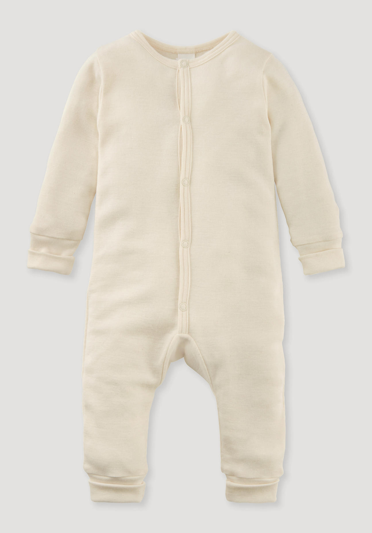 hessnatur Baby Schlafoverall Regular aus Bio-Baumwolle mit Merinowolle und Seide - natur Größe 74/80