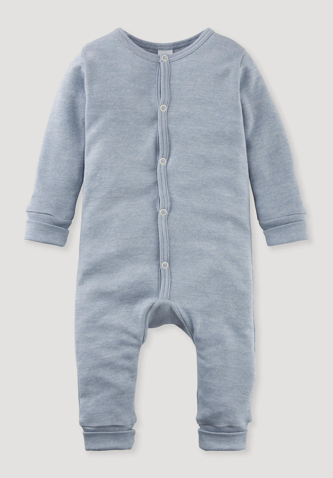 hessnatur Baby Schlafoverall aus Bio-Baumwolle mit Merinowolle und Seide - blau - Größe 98/104