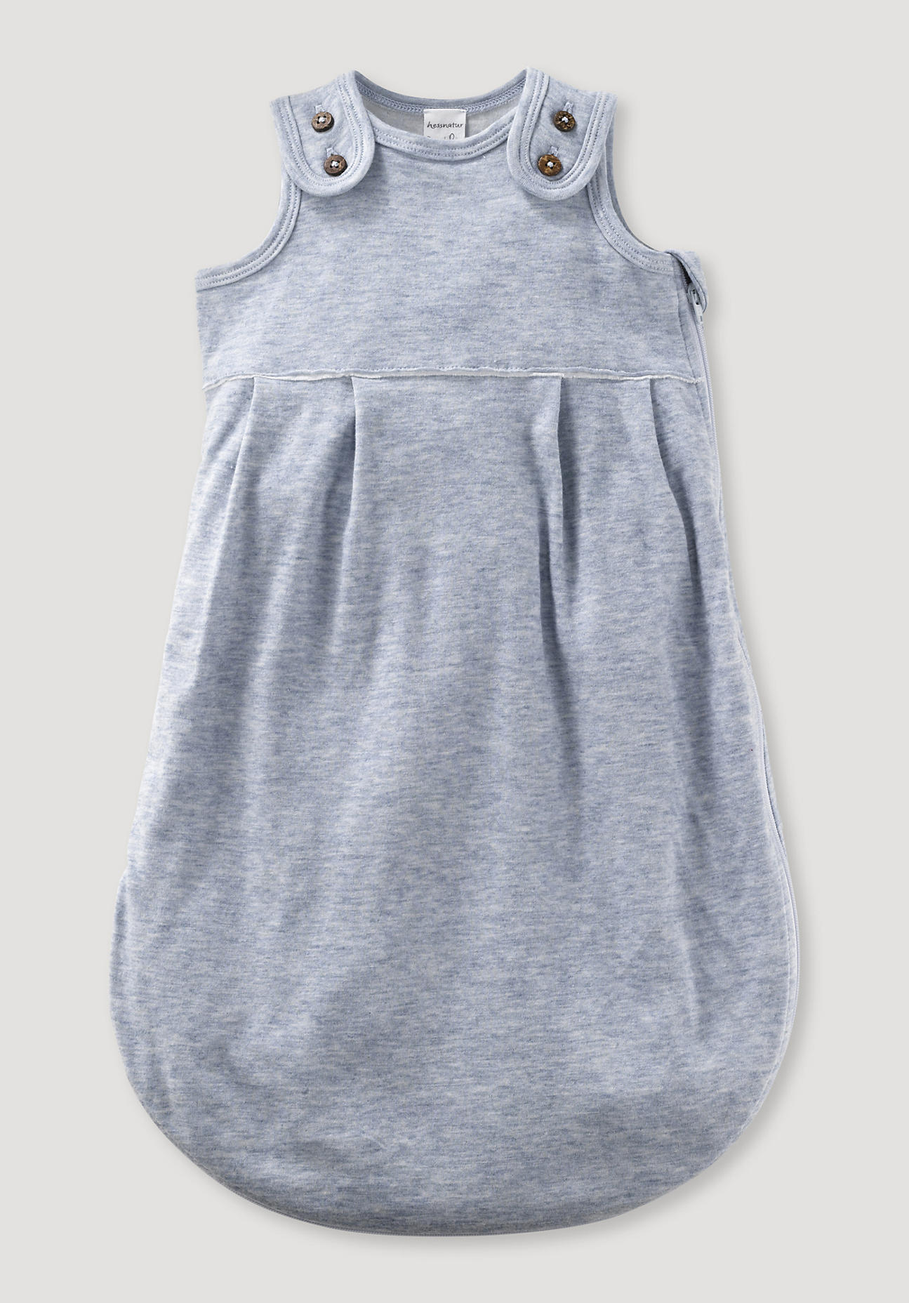 hessnatur Baby Schlafsack aus Bio-Baumwolle mit Merinowolle – blau – Größe 50 cm