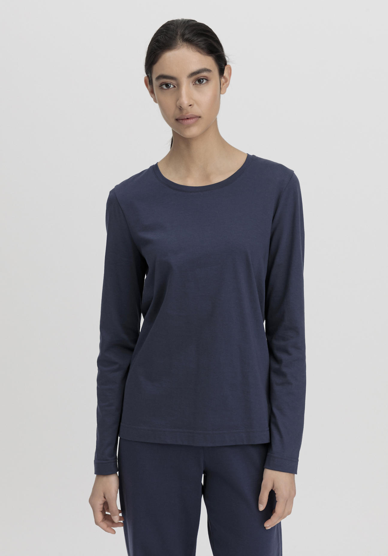 hessnatur Damen Schlafshirt Regular PURE COTTON - blau - Größe 48