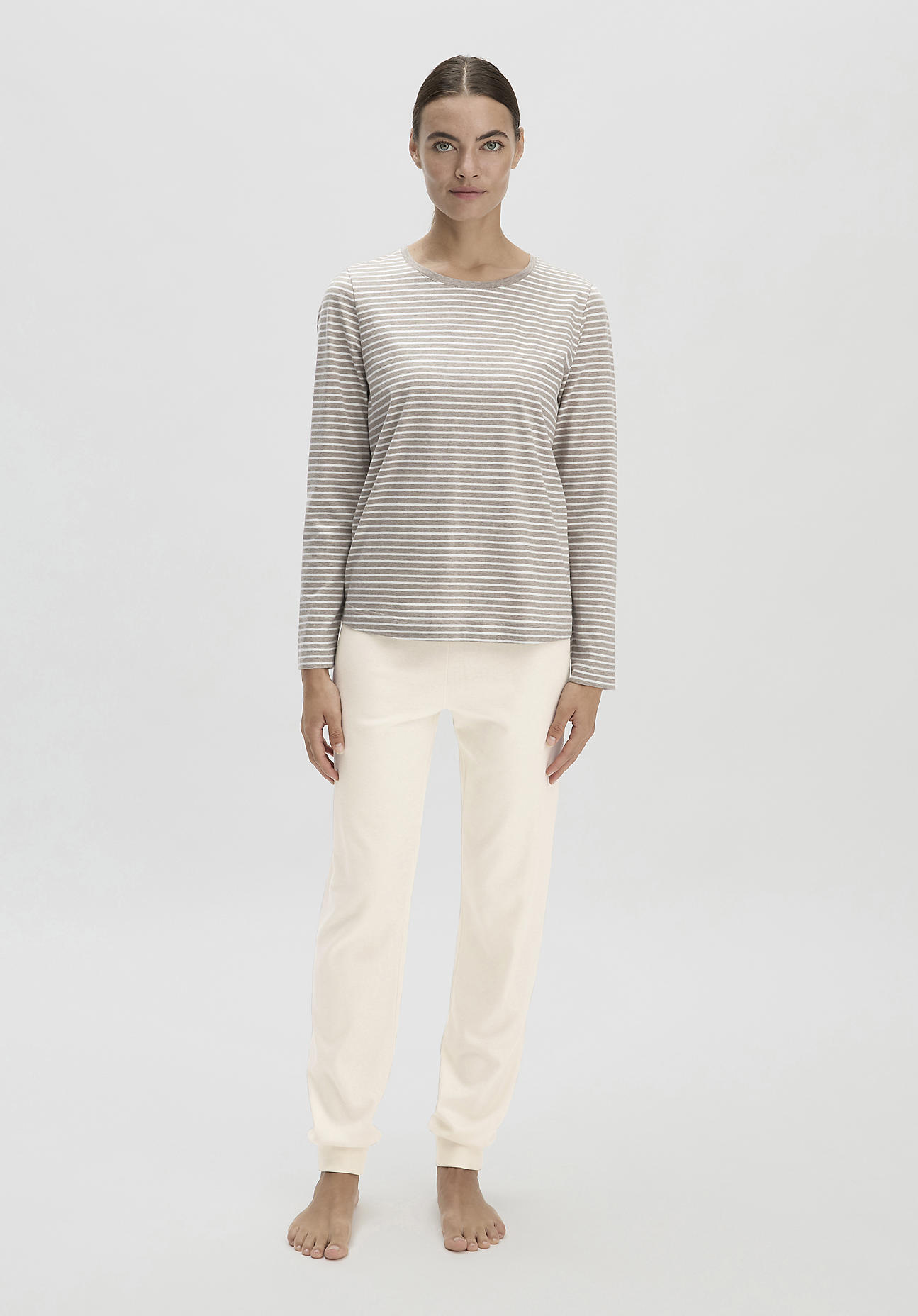 hessnatur Damen Schlafshirt Regular PURE COTTON - beige Größe 48