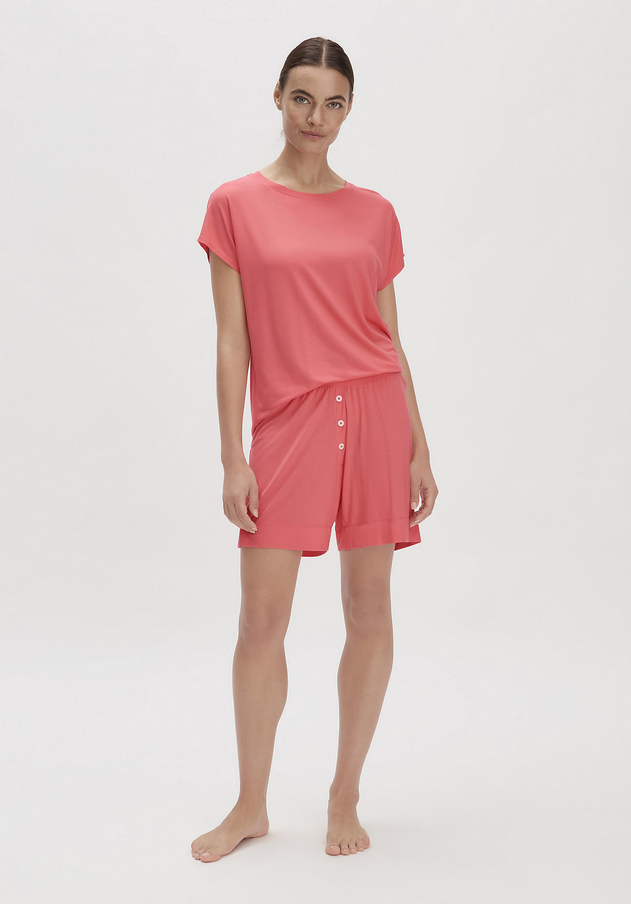 hessnatur Damen Schlafshorts Regular PURE FLOW aus TENCEL™ Modal - rot Größe 44