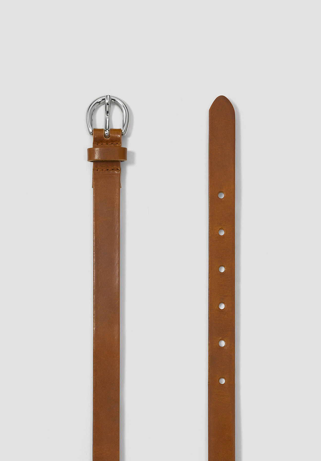 hessnatur Damen Schmaler Ledergürtel – braun – Größe 085