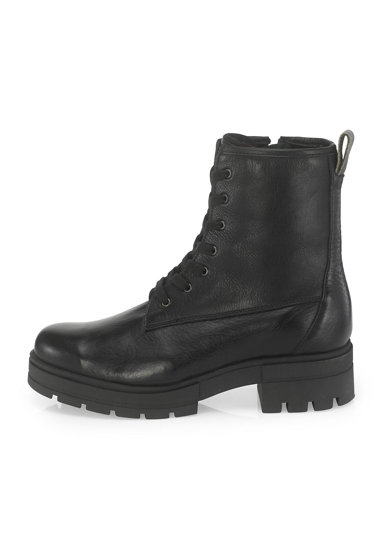 hessnatur Damen Schnürstiefelette im Worker-Style - schwarz Größe 36