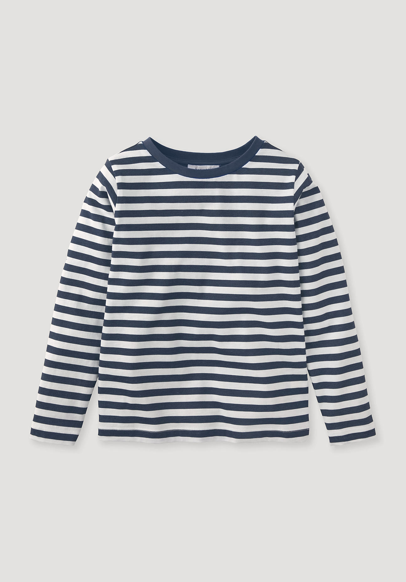 hessnatur Kinder Shirt Flammgarn Streifen LA - blau Größe 110/116