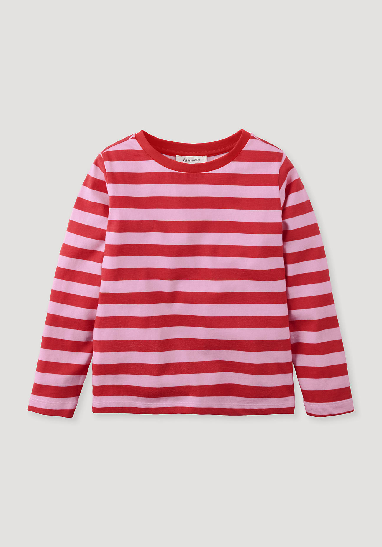 hessnatur Kinder Shirt Flammgarn Streifen LA - rosa Größe 110/116