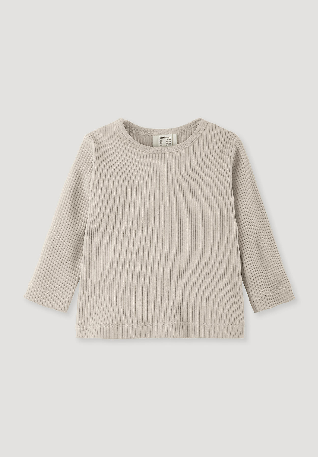 hessnatur Baby Shirt Regular aus Bio-Baumwolle mit Bio-Merinowolle - beige Größe 50/56