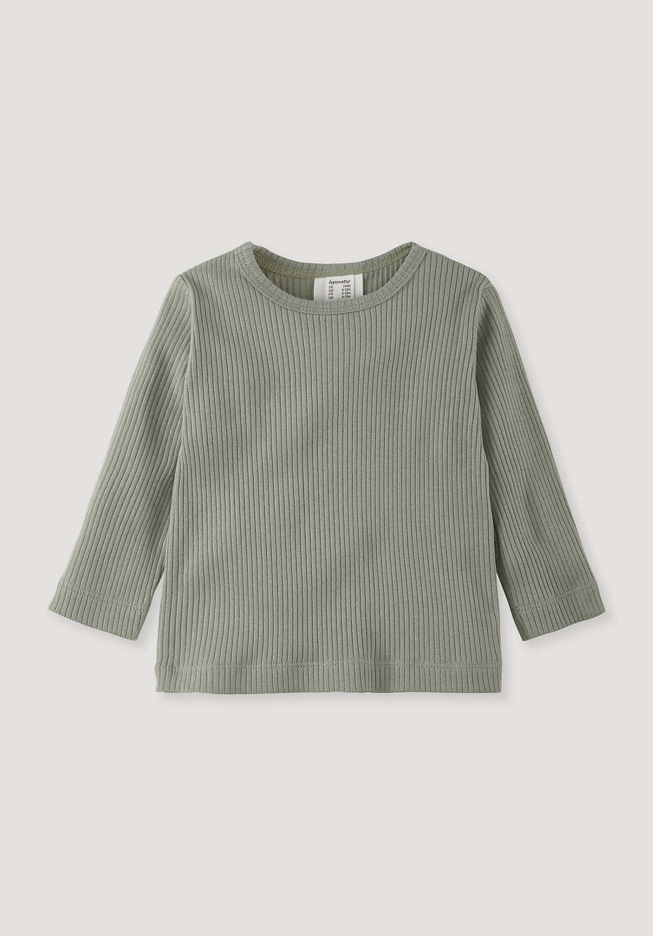 hessnatur Baby Shirt Regular aus Bio-Baumwolle mit Bio-Merinowolle - grün Größe 62/68