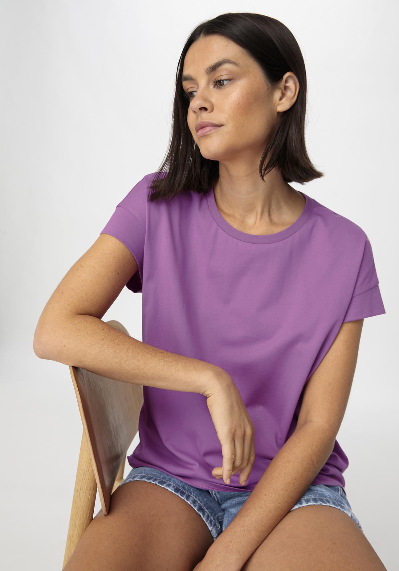 hessnatur Damen Shirt Relaxed aus Bio-Baumwolle - lila - Größe 44