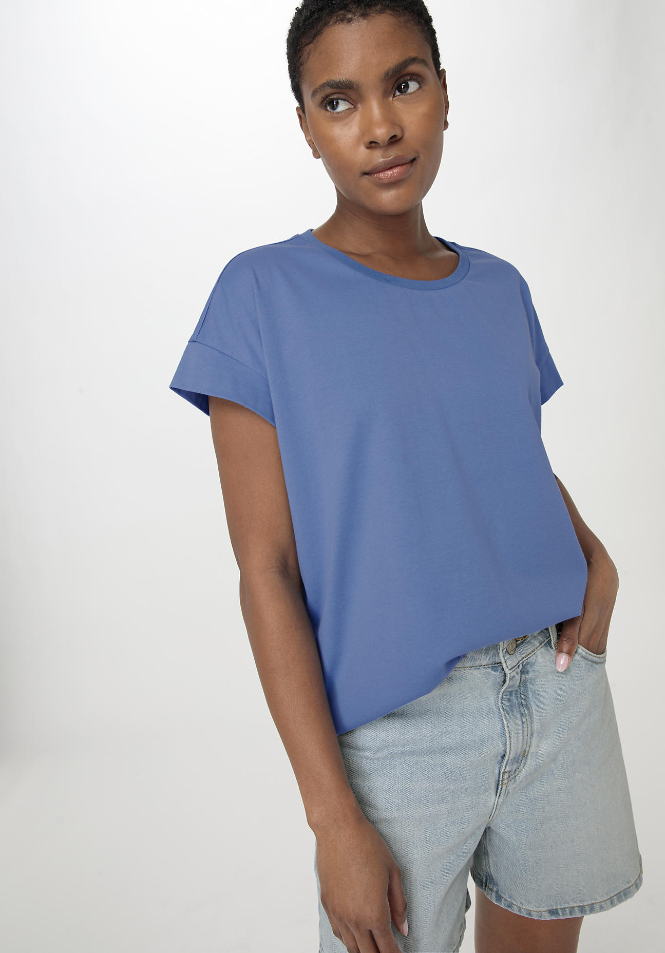 hessnatur Damen Shirt Relaxed aus Bio-Baumwolle - blau - Größe 46