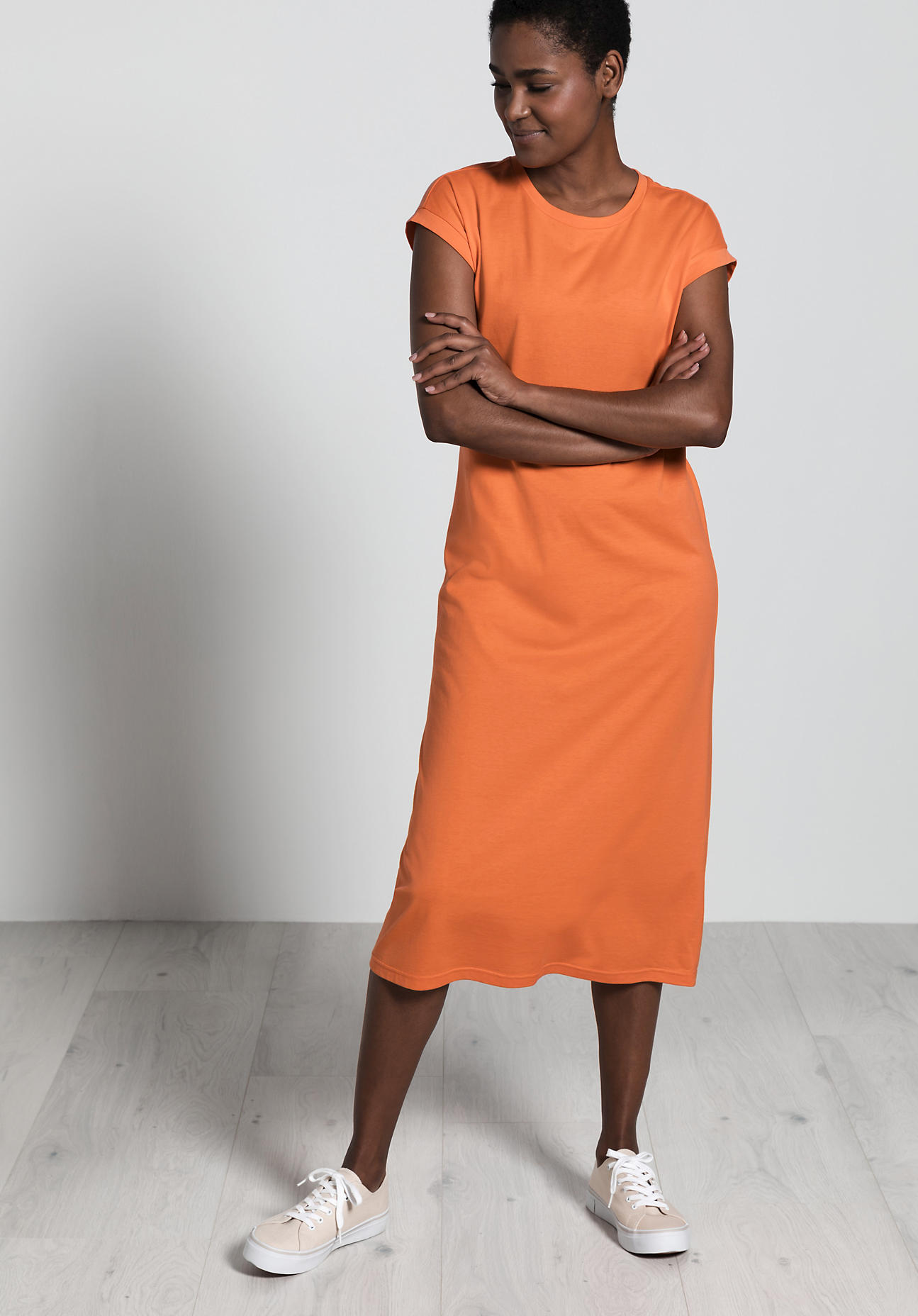 hessnatur Damen Shirtkleid aus Bio-Baumwolle - orange Größe 40