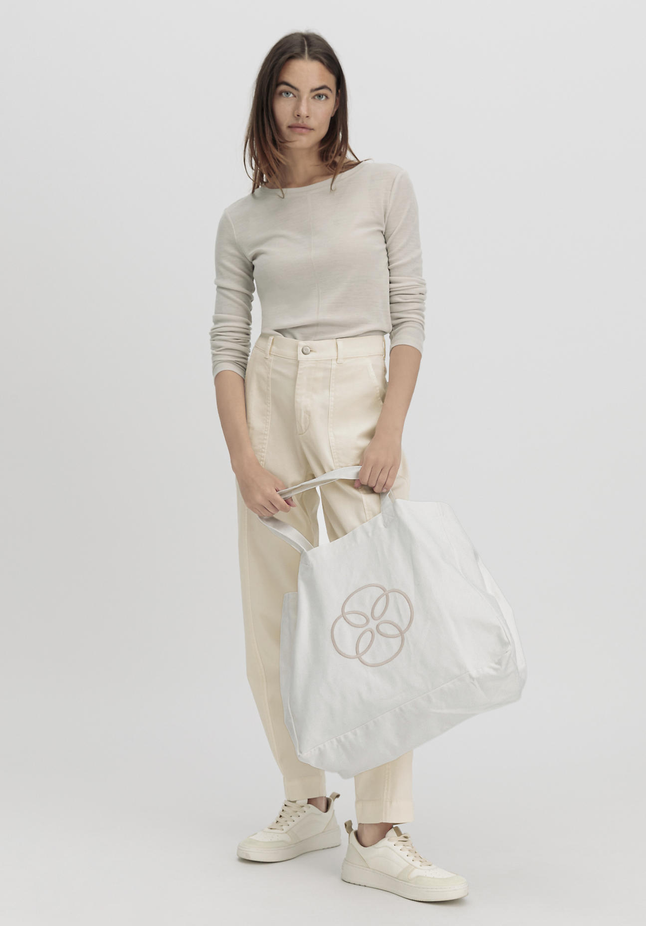 hessnatur Damen Shopper XL aus Bio-Baumwolle - natur Größe 45x38 cm