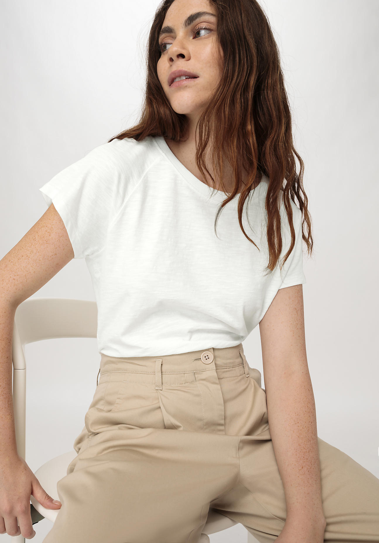hessnatur Damen Slub Shirt Regular aus Bio-Baumwolle - weiß - Größe 46