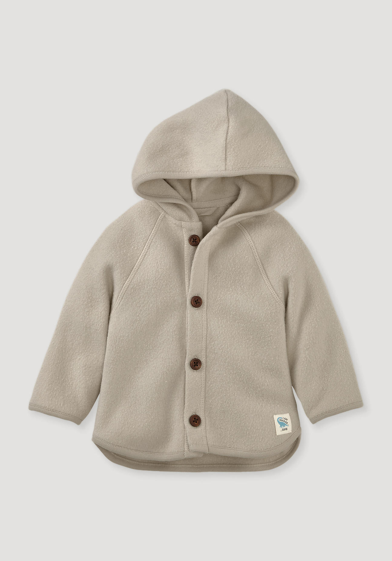 hessnatur Baby Softfleece Jacke Regular aus 100% Bio-Baumwolle - beige Größe 74/80