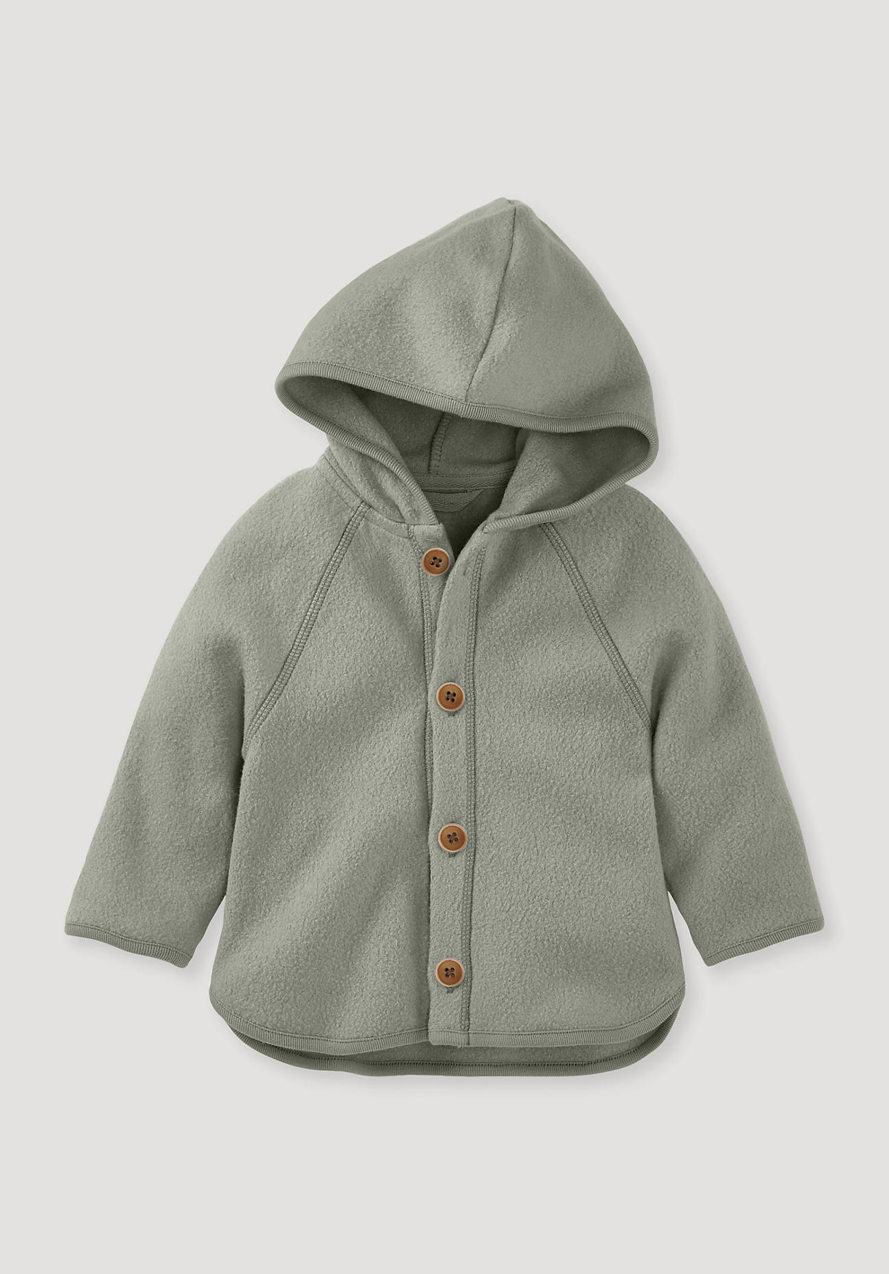 hessnatur Baby Softfleece Jacke Regular aus 100% Bio-Baumwolle - grün Größe 98/104