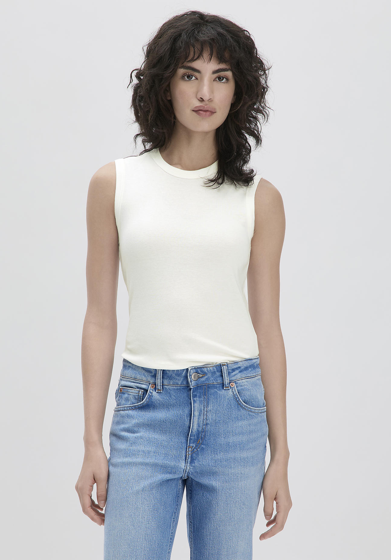 hessnatur Damen Softrib Top Slim aus Bio-Baumwolle und TENCEL™ Modal - weiß Größe 36