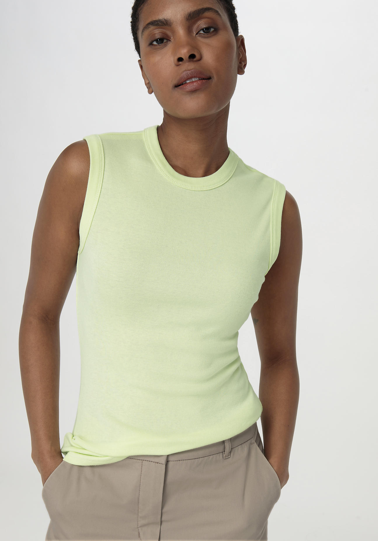 hessnatur Damen Softrib Top Slim aus Bio-Baumwolle und TENCEL™ Modal - grün - Größe 46