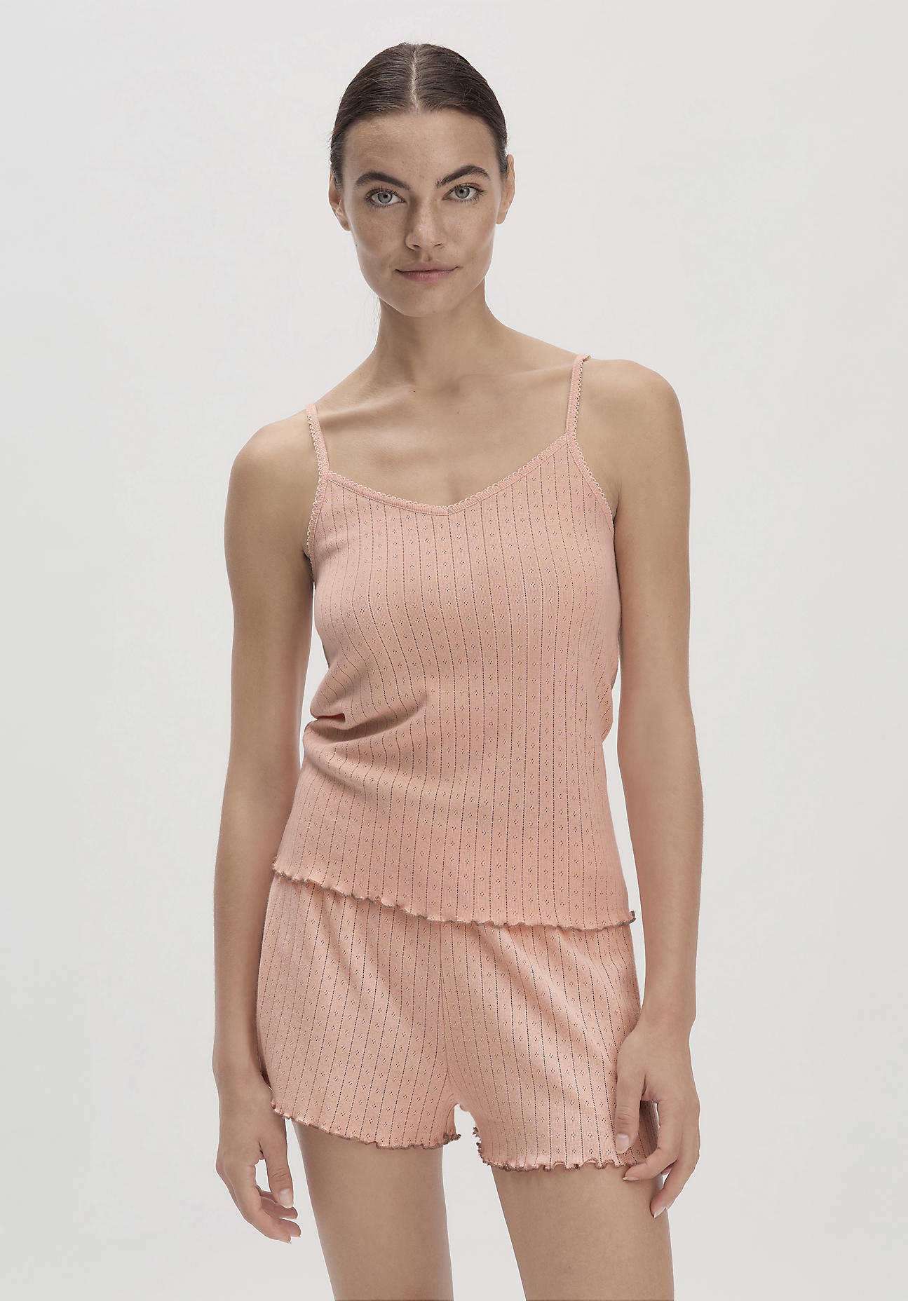 hessnatur Damen Spaghetti Top Fitted PURE COTTON aus Bio-Baumwolle - rosa Größe 46
