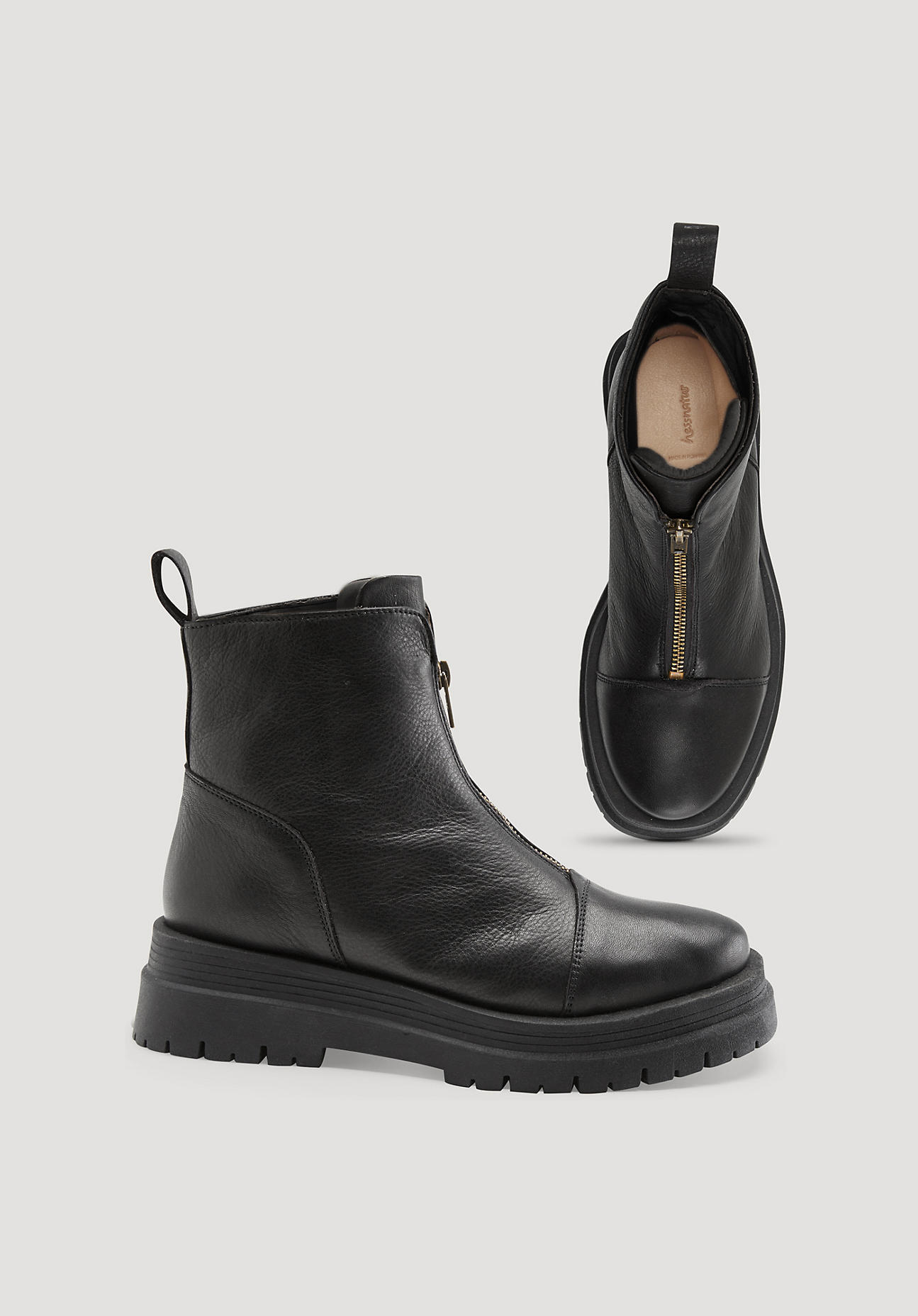 hessnatur Damen Stiefelette mit Zipper - schwarz Größe 38