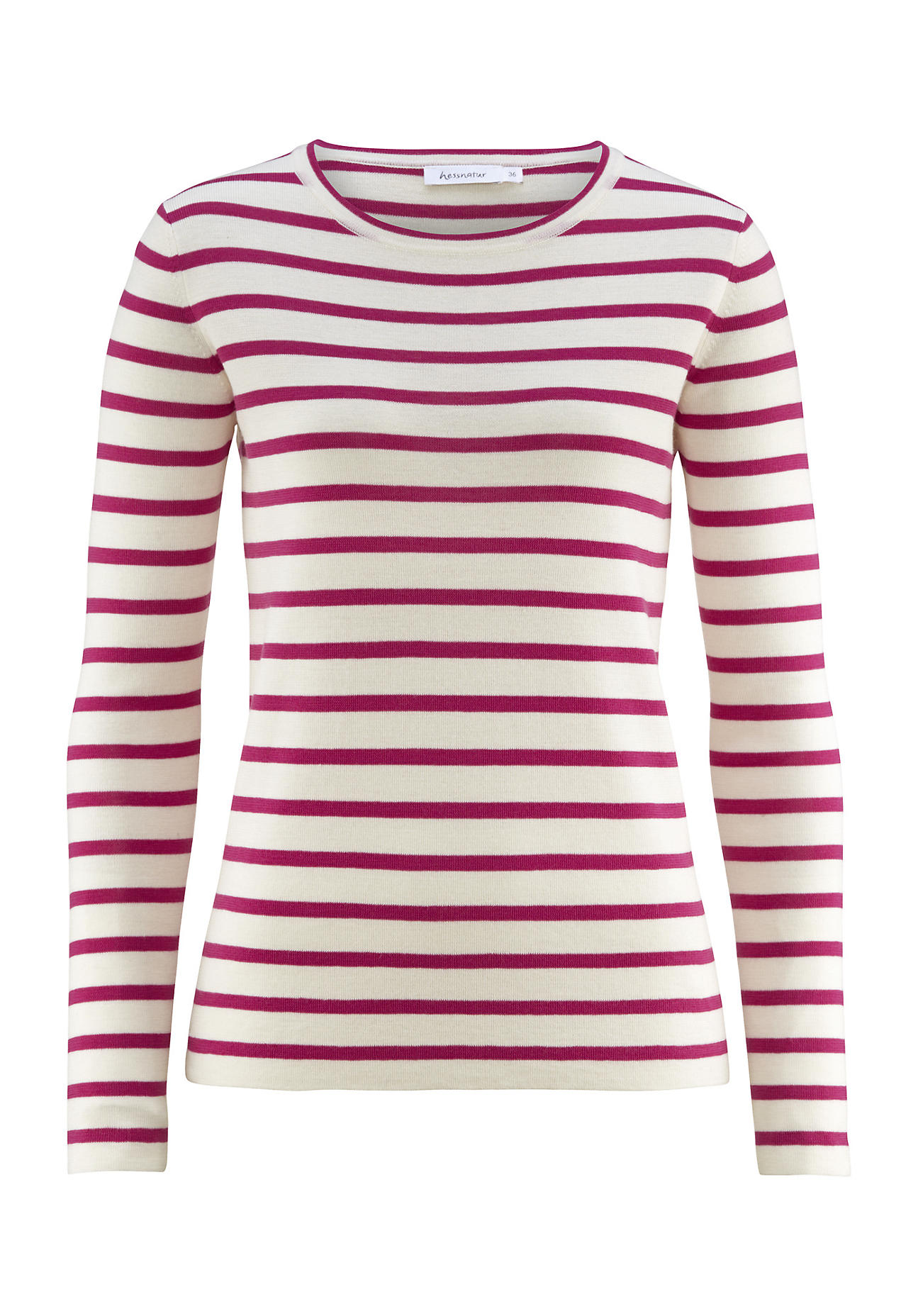 hessnatur Damen Streifenpullover aus Bio-Merinowolle – lila – Größe 46 hessnatur Damen Streifenpullover aus Bio-Merinowolle – lila – Größe 46