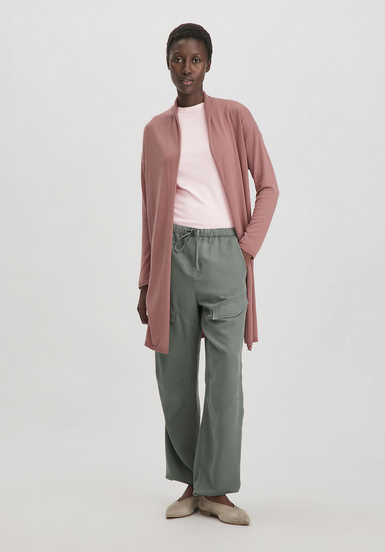 hessnatur Damen Strick Jacke Oversized aus TENCEL Lyocell mit Bio-Baumwolle - braun Größe XS
