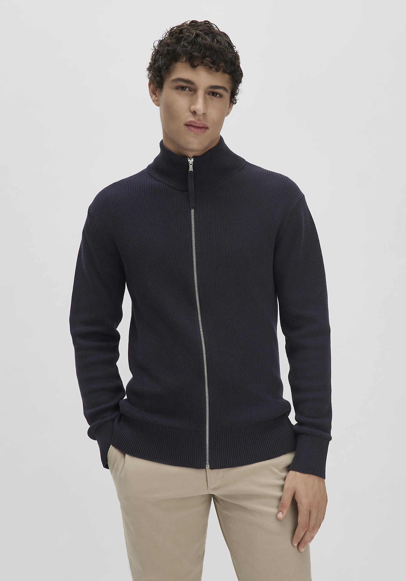 hessnatur Herren Strick Jacke Regular - marine Größe 52
