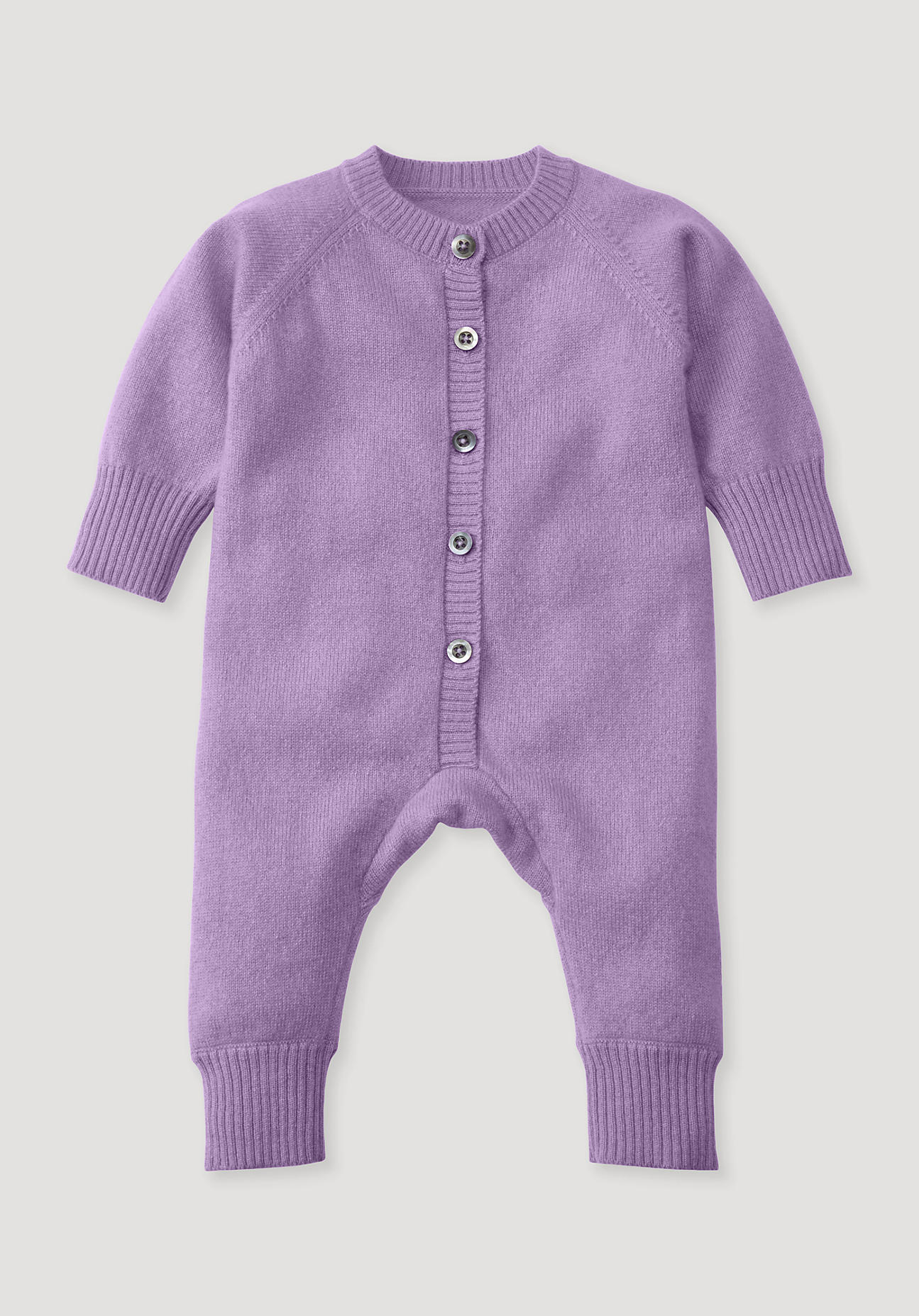 hessnatur Baby Strick Overall Regular aus Kaschmir - lila Größe 62/68