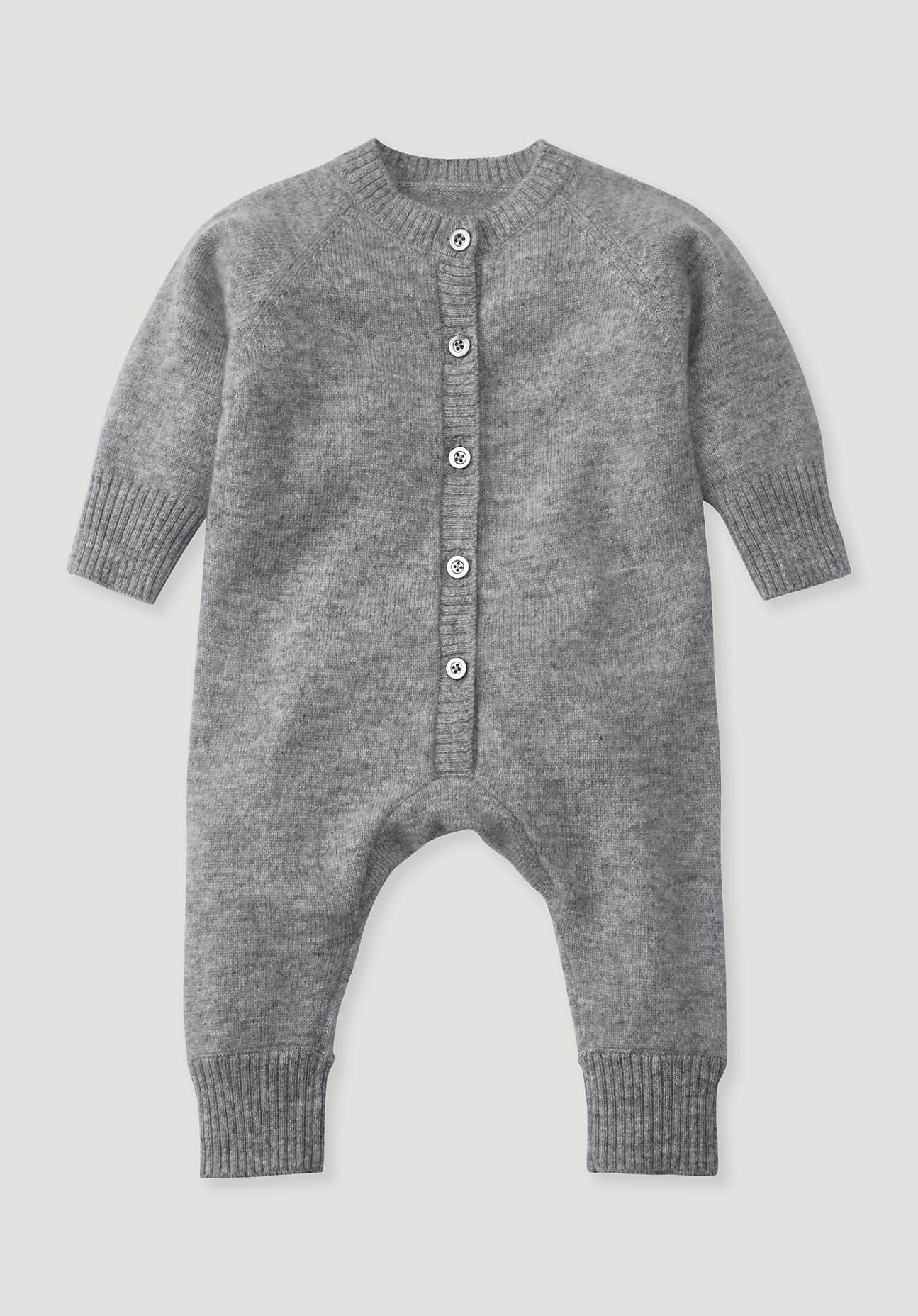 hessnatur Baby Strick Overall Regular aus Kaschmir - grau Größe 62/68